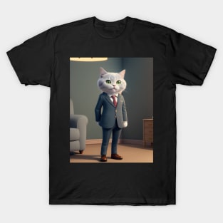Cat Wearing a Suit - Modern Digital Art T-Shirt